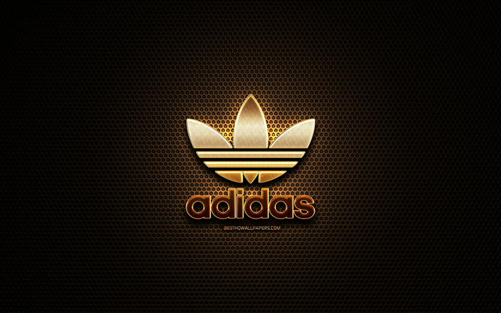 adidas-glitter-logo, sport-marken, metall raster-hintergrund, 3d-logo adidas, marken, adidas