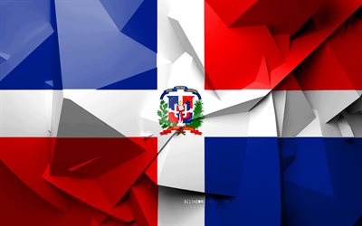 4k, 旗のドミニカ共和国, 幾何学的な美術, 北アメリカ諸国, ドミニカ共和国フラグ, 創造, ドミニカ共和国, 北米, ドミニカ共和国旗3D, 国立記号