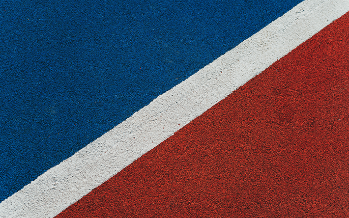 court de tennis texture, rev&#234;tement de sol de texture, la texture de l&#39;asphalte, des terrains de sport, rouge sur fond bleu
