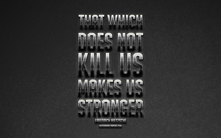 Ce qui ne nous tue pas nous rend plus fort, Friedrich Nietzsche-citations, art en m&#233;tal, fond gris, citations populaires