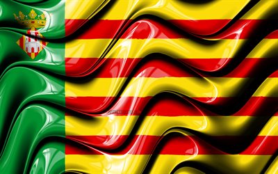 Castellon bandeira, 4k, Prov&#237;ncias da Espanha, distritos administrativos, Bandeira de Castell&#243;n, Arte 3D, Castellon, prov&#237;ncias espanholas, Castellon 3D bandeira, Espanha, Europa