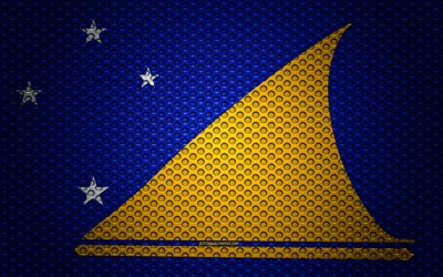 Lipun Tokelau, 4k, creative art, metalli mesh rakenne, Tokelau lippu, kansallinen symboli, Tokelau, Oseania, liput Oseania maissa