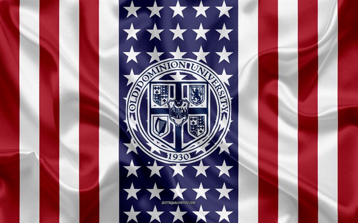 Ancien embl&#232;me de l&#39;Universit&#233; Dominion, drapeau am&#233;ricain, logo de l&#39;Universit&#233; Old Dominion, Norfolk, Virginie, USA, Universit&#233; Old Dominion