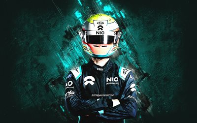 Oliver Turvey, NIO 333 FE Team, Formula E, British driver, NIO Formula E Team, blue stone background