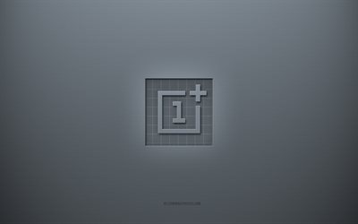OnePlus logo, gray creative background, OnePlus emblem, gray paper texture, OnePlus, gray background, OnePlus 3d logo