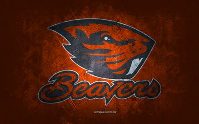 Oregon State Beavers, Amerikan futbolu takımı, turuncu arka plan, Oregon State Beavers logosu, grunge sanat, NCAA, Amerikan futbolu, ABD, Oregon State Beavers amblemi