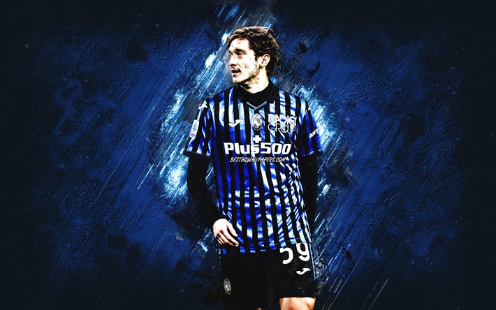 Aleksey Miranchuk, Atalanta, Russian footballer, blue stone background, Serie A, Italy, football