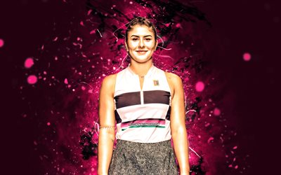 Bianca Andreescu, 4k, joueuses de tennis canadiennes, WTA, n&#233;ons violets, tennis, fan art, Bianca Andreescu 4K