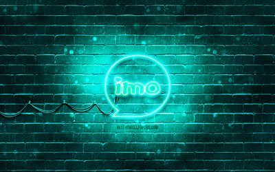 IMO turquoise logo, 4k, turquoise brickwall, IMO logo, messengers, IMO neon logo, IMO