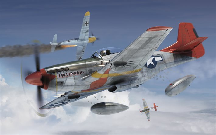 أمريكا الشمالية P-51 موستانج, P-51D, مقاتلة أمريكية, الحرب العالمية الثانية, القوات الجوية الأمريكية, فترة الحرب العالمية الثانية, طيارو توسكيجي, الجناح 355