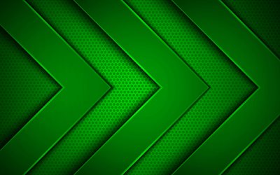 green metal arrows, 4k, creative, 3D arrows, green metal grid background, green arrows, background with arrows, arrows concepts, arrows