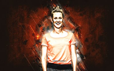 Alison Riske, WTA, American tennis player, orange stone background, Alison Riske art, tennis