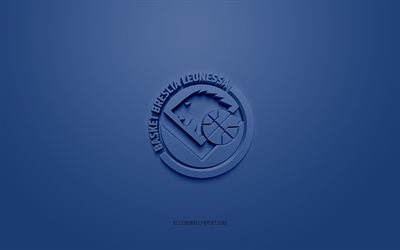Pallacanestro Brescia, creative 3D logo, blue background, LBA, 3d emblem, Italian basketball club, Lega Basket Serie A, Brescia, Italy, 3d art, basketball, Pallacanestro Brescia 3d logo