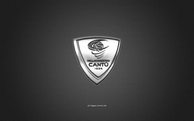 Pallacanestro Cantu, Italian basketball club, white logo, LBA, white carbon fiber background, Lega Basket Serie A, basketball, Cantu, Trentino, Italy, Pallacanestro Cantu logo