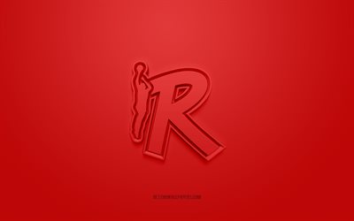 Pallacanestro Reggiana, creative 3D logo, red background, LBA, 3d emblem, Italian basketball club, Lega Basket Serie A, Reggio Emilia, Italy, 3d art, basketball, Pallacanestro Reggiana 3d logo