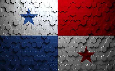 Flag of Panama, honeycomb art, Panama hexagons flag, Panama, 3d hexagons art, Panama flag