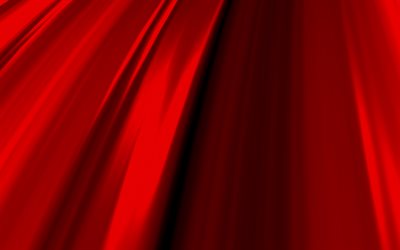 赤い3D波, 4K, 波状のパターン, 赤い抽象的な波, 赤い波状の背景, 3D波, 波のある背景, 赤い背景, 波のテクスチャ