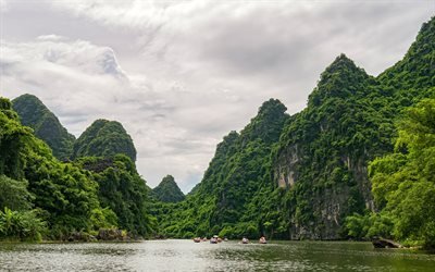Vietnam, rocks, bay, sea, summer, travel, Ninh Binh