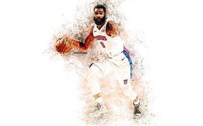 Andre Drummond, 4K, arte criativa, - Jogador de basquete americano, a arte de pintura, brilhante salpicos, NBA, O Detroit Pistons, EUA