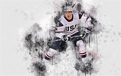 Joe Pavelski, 4k, Amerikansk sk&#229;despelare, m&#229;la konst, OSS ishockey, USA, st&#228;nk av f&#228;rg, konst, grunge stil