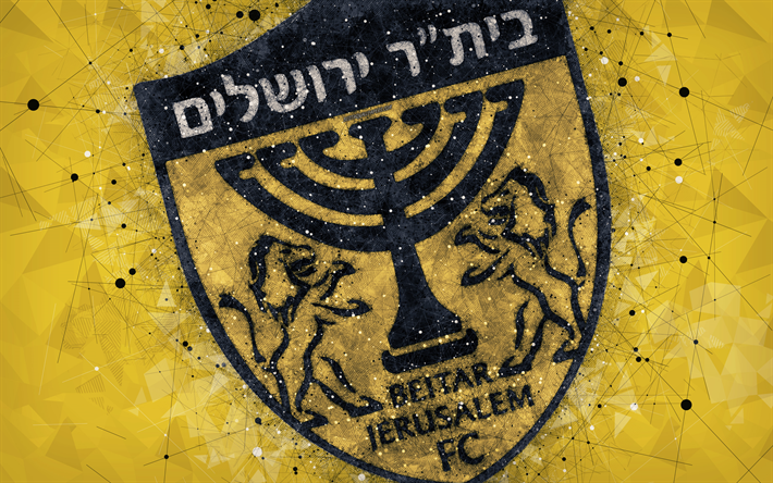 Beitar Jerusalem FC, 4k, creative logo, geometric art, Israeli football club, emblem, yellow abstract background, Ligat haAl, Jerusalem, Israel, football, Israeli Premier League