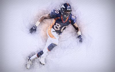 Rod Smith, 4k, artwork, wide receiver, american football, Denver Broncos, NFL, drawing Rod Smith, National Football League