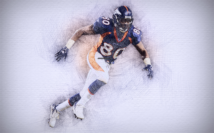 Rod Smith, 4k, œuvres d&#39;art, receveur, football am&#233;ricain, les Broncos de Denver, de la NFL, dessin Rod Smith, la Ligue Nationale de Football