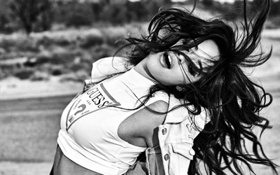 4k, Camila Cabello, monochrome, Guess, photoshoot, superstars, cuban singer, Karla Camila Cabello Estrabao, brunette