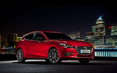 Mazda3 Sport, 4k, night, 2018 cars, hatchback, Mazda 3, japanese cars, Mazda