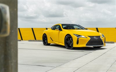Lexus LC 500, 2018, AG JM, yellow sports coupe, exterior, supercar, Japanese sports cars, Lexus