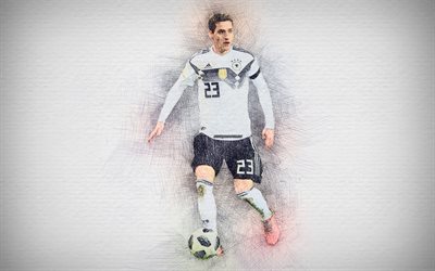 4k, Sebastian Rudy, Tysk fotboll, konstverk, Rudy, fotboll, fotbollsspelare, ritning Sebastian Rudy, Tyskland Landslaget