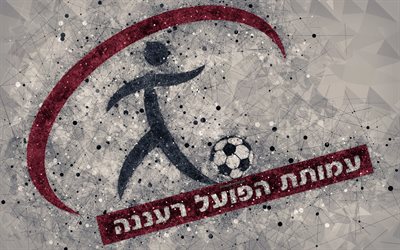 Hapoel Raanana AFC, 4k, creative logo, geometric art, Israeli football club, emblem, white abstract background, Ligat haAl, Raanana, Israel, football, Israeli Premier League
