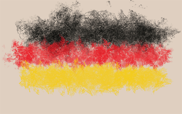 Bandera alemana, arte creativo, la bandera de Alemania, estilo de pintura, grunge, Alemania