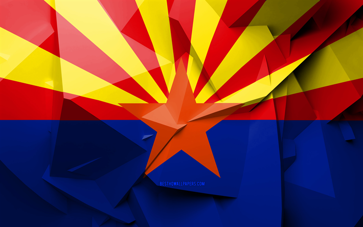 4k, Flaggan i Arizona, geometriska art, usa, Arizona flagga, kreativa, Arizona, administrativa distrikt, Arizona 3D-flagga, F&#246;renta Staterna, Nordamerika, USA