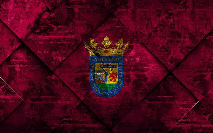Bandiera della provincia di Alava, 4k, grunge, arte, rombo grunge, texture, spagnolo provincia di Alava bandiera, Spagna, simboli nazionali, Alava, province di Spagna, arte creativa