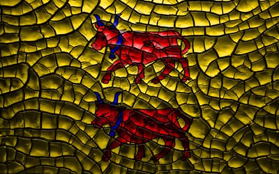 Flag of Bearn, 4k, french provinces, cracked soil, France, Bearn flag, 3D art, Bearn, Provinces of France, administrative districts, Bearn 3D flag, Europe
