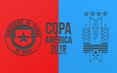 Chile vs Uruguay, 2019 Copa America, fotbollsmatch, promo, Copa America 2019 Brasilien, CONMEBOL, Sydamerikanska M&#228;sterskapet I Fotboll, kreativ konst, Chile landslaget, Uruguay landslaget, fotboll