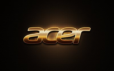 acer glitter-logo, kreativ, metal grid background, acer-logo, marken, acer