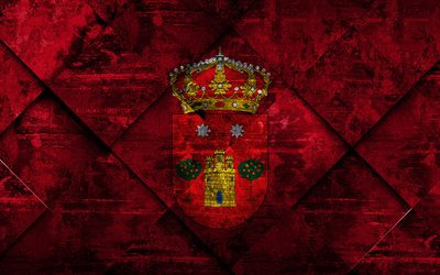 Flaggan i Albacete, 4k, grunge konst, rhombus grunge textur, spanska provinsen, Albacete flagga, Spanien, nationella symboler, Albacete, provinserna i Spanien, kreativ konst