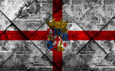 Bandeira de Almeria, 4k, grunge arte, rombo textura grunge, prov&#237;ncia espanhola, Almeria bandeira, Espanha, s&#237;mbolos nacionais, Almeria, prov&#237;ncias da Espanha, arte criativa