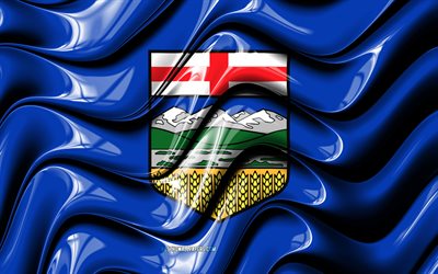 Alberta flag, 4k, Provinces of Canada, administrative districts, Flag of Alberta, 3D art, Alberta, canadian provinces, Alberta 3D flag, Canada, North America