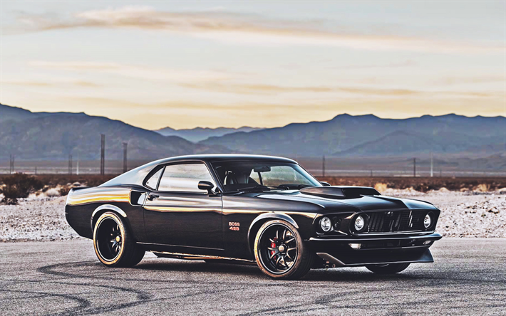 Ford Mustang Boss 429, tuning, muscle cars, 1969 auto, strada, auto retr&#242;, 1969 Ford Mustang, auto americane, Ford