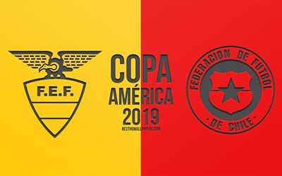 Ekvador-Şili, 2019 Copa America, futbol ma&#231;ı, promosyon, Copa America 2019 Brezilya, CONMEBOL, G&#252;ney Amerika Futbol Şampiyonası, yaratıcı sanat, Ekvador Milli Futbol Takımı, Şili Milli Futbol Takımı, futbol