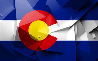 Amerika, Kuzey Amerika, ABD 4k, Colorado Bayrağı, geometrik sanat, Amerika Birleşik Devletleri, Colorado bayrağı, yaratıcı, Colorado, il&#231;elere, Colorado 3D bayrak