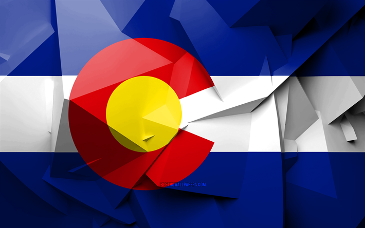 4k, Flagga av Colorado, geometriska art, usa, Colorado flagga, kreativa, Colorado, administrativa distrikt, Colorado 3D-flagga, F&#246;renta Staterna, Nordamerika, USA