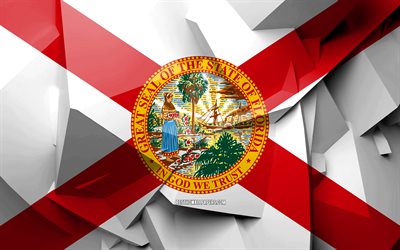 4k, Flaggan i Florida, geometriska art, usa, Florida flagga, kreativa, Florida, administrativa distrikt, Florida 3D-flagga, F&#246;renta Staterna, Nordamerika, USA