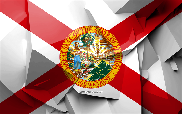 4k, Flag of Florida, geometric art, american states, Florida flag, creative, Florida, administrative districts, Florida 3D flag, United States of America, North America, USA