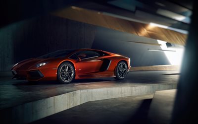 Lamborghini Aventador, LP700-4, Bronz spor coupe, otomobil, &#246;nden g&#246;r&#252;n&#252;m, yeni Bronz Aventador, İtalyan spor araba, Lamborghini
