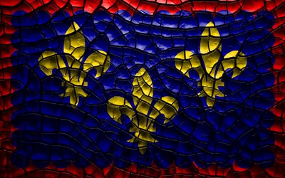 Flag of Berry, 4k, french provinces, cracked soil, France, Berry flag, 3D art, Berry, Provinces of France, administrative districts, Berry 3D flag, Europe