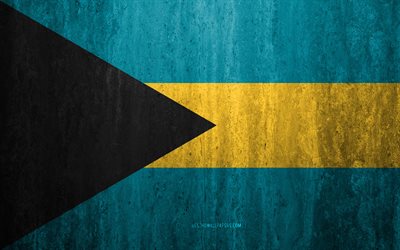 Flaggan i Bahamas, 4k, sten bakgrund, grunge flagga, Nordamerika, Bahamas flagga, grunge konst, nationella symboler, Bahamas, sten struktur